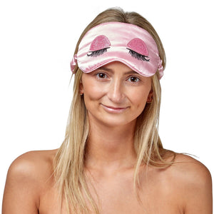 Eye Mask With Glitter Eye Lashes - 100% Mulberry Silk - Pink - Dilly's Collections -  Hair Beauty and Lifestyle Products Australia 