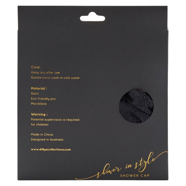 Black Shower Cap - Microfibre lined - Dilly's Collections - Hair Beauty and Lifestyle Products Australia