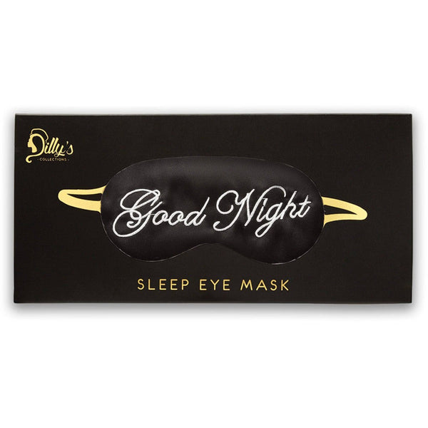 Eye Mask - Satin - Goodnight - Black - Dilly's Collections -  Hair Beauty and Lifestyle Products Australia