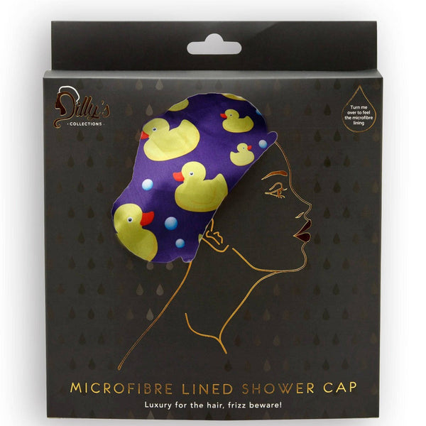Duck Print Shower Cap - Microfibre Lined - Standard Size - Dilly's Collections - Hair Beauty and Lifestyle Products Australia