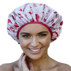  Je T'aime Print Shower Cap - Microfibre lined  - Dilly's Collections -  Hair Beauty and Lifestyle Products Australia 