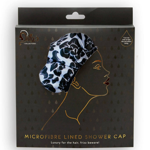Floral Print Shower Cap - Microfibre Lined - Standard Size - Dilly's Collections - Hair Beauty and Lifestyle Products Australia