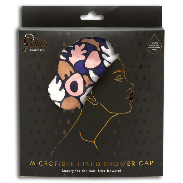Shower Cap - Microfibre Lined - Abstract Print - Standard Size - Dilly's Collections - Hair Beauty and Lifestyle Products Australia