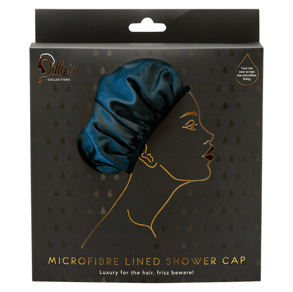 Black Shower Cap - Microfibre lined - Dilly's Collections - Hair Beauty and Lifestyle Products Australia