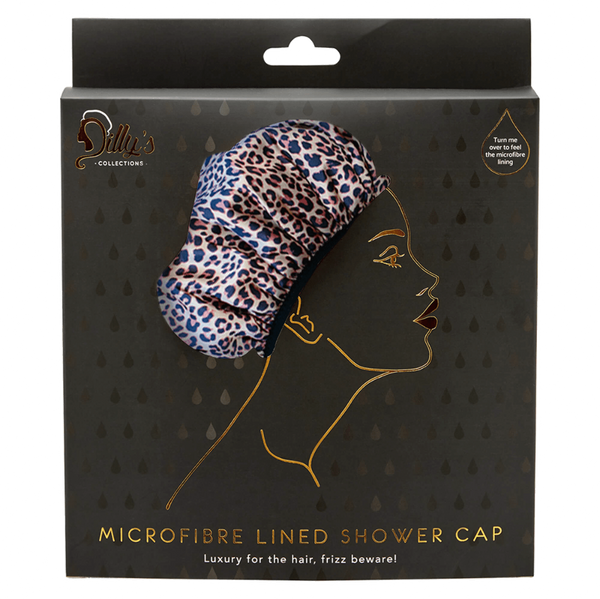 Leopard Print Shower Cap - Microfibre Lined - Dilly's Collections - Hair Beauty and Lifestyle Products Australia
