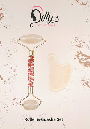  Facial Roller and Gua Sha Set - Nephrite Rose Quartz - Dilly's Collections - Hair Beauty and Lifestyle Products Australia 